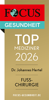 FOCUS-Siegel „TOP Mediziner 2026 – Fußchirurgie“ für Dr. Johannes Hertel