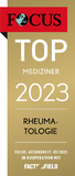 Logo FOCUS-Siegel TOP-Mediziner 2023 für Rheumatologie